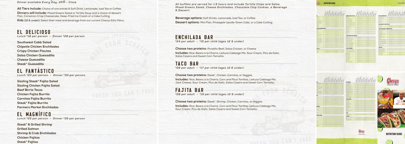 Chevys Menu