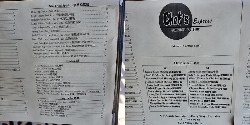 Chef's Express Menu
