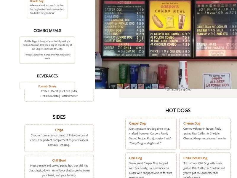 Casper's Hot Dogs Hayward Menu