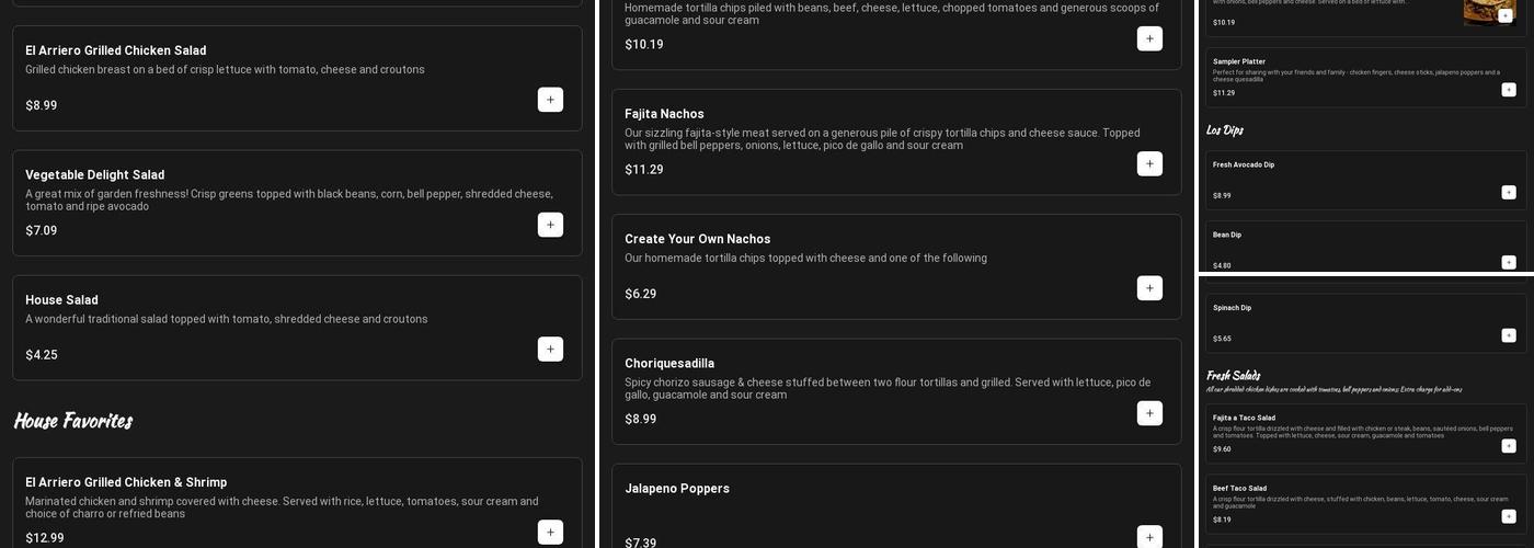 El Arriero Mexican Grill Menu