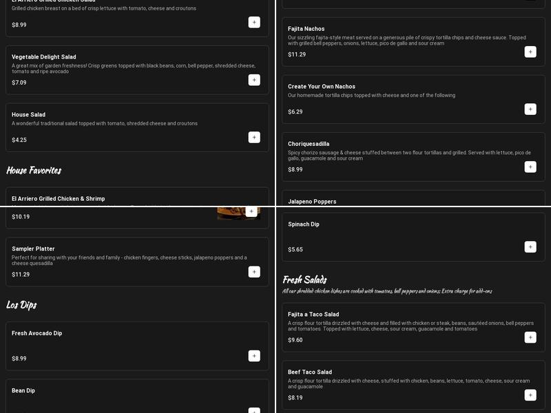 El Arriero Mexican Grill Menu