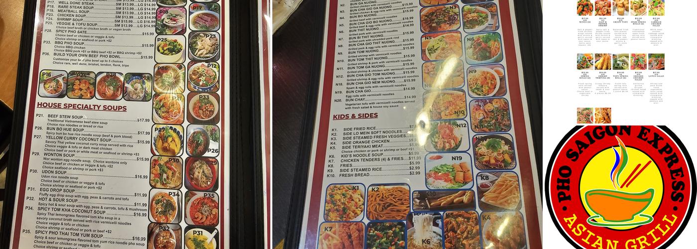 Pho Saigon Express Menu