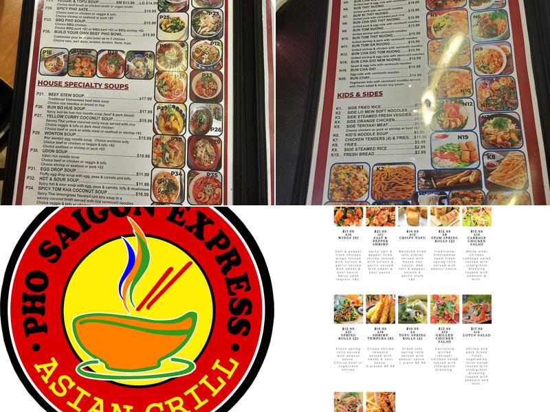 Pho Saigon Express Menu