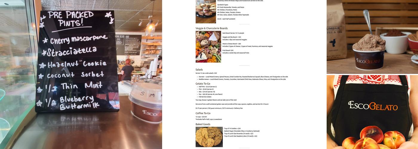 EscoGelato Menu