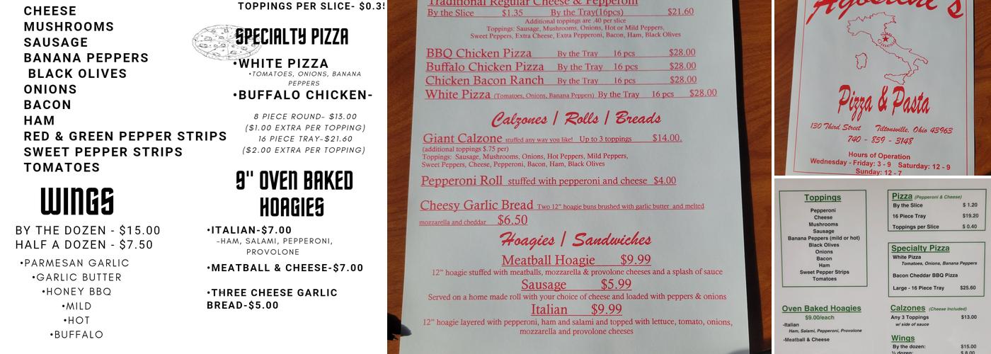 Piazza Pizza Menu