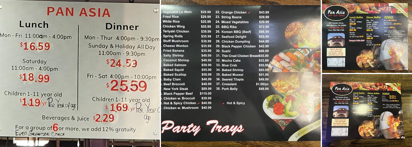 Pan Asia Buffet Menu