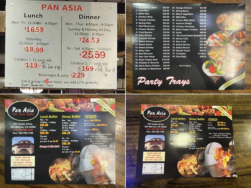 Pan Asia Buffet Menu