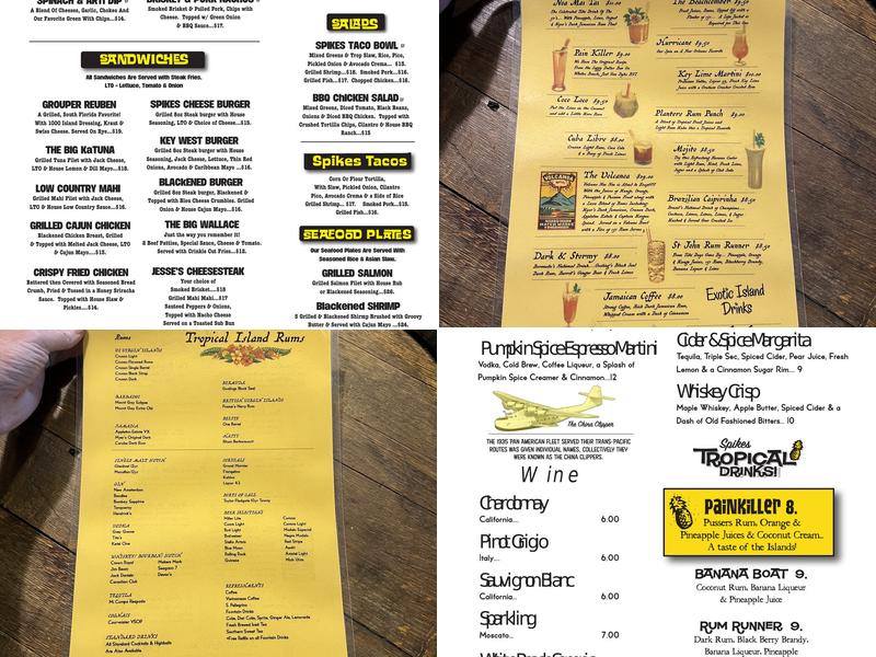 Spikes Beach Grill Menu