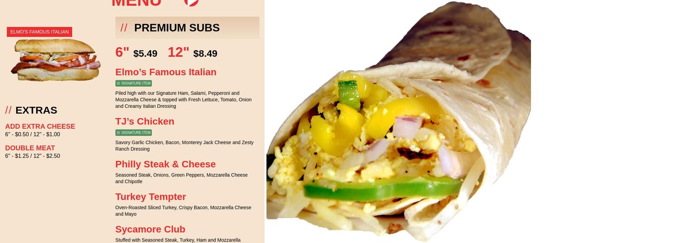 Elmo's Pizza & Subs Menu