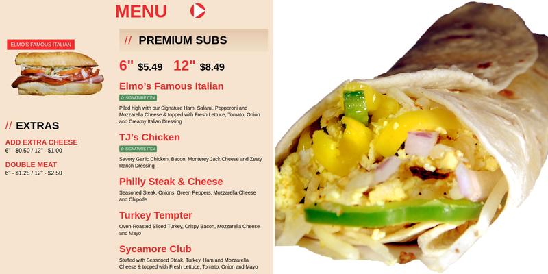 Elmo's Pizza & Subs Menu