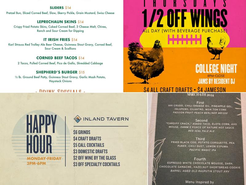 Shores Bar + Kitchen Menu