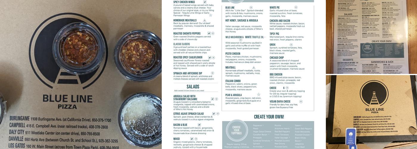 Blue Line Pizza Menu