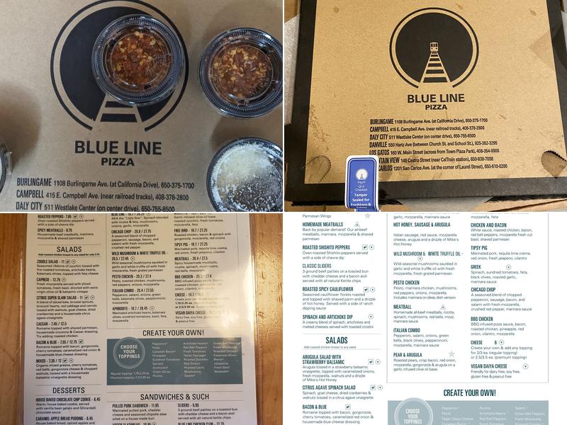 Blue Line Pizza Menu