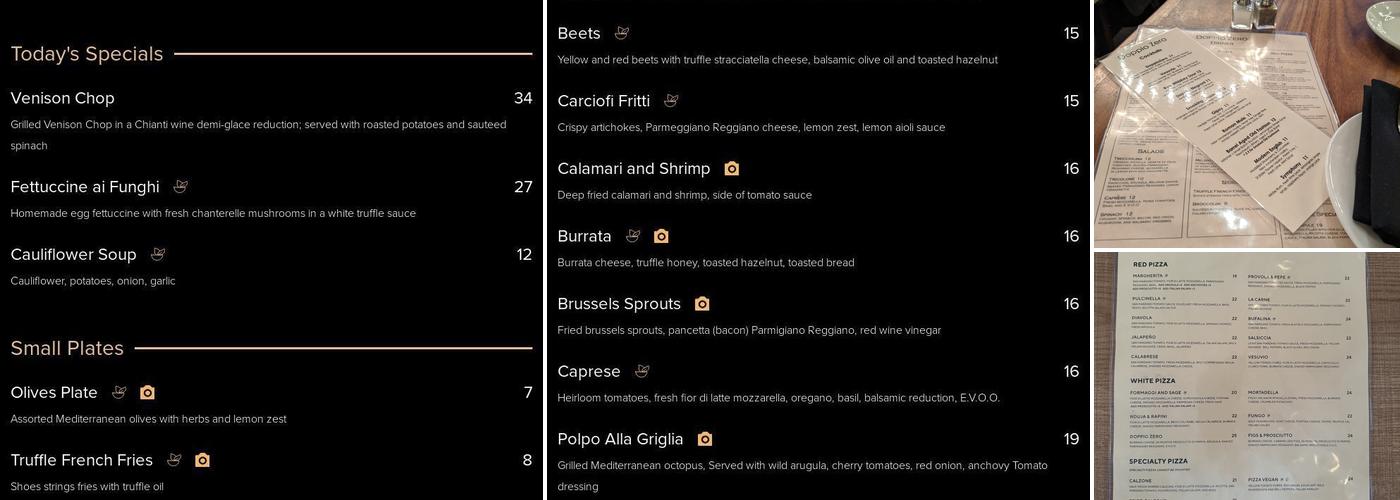 Doppio Zero Mountain View Menu