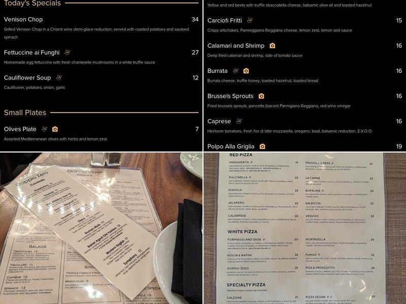 Doppio Zero Mountain View Menu