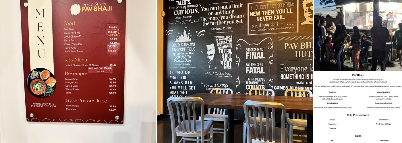 Spice Street Pav Bhaji Restaurant Menu