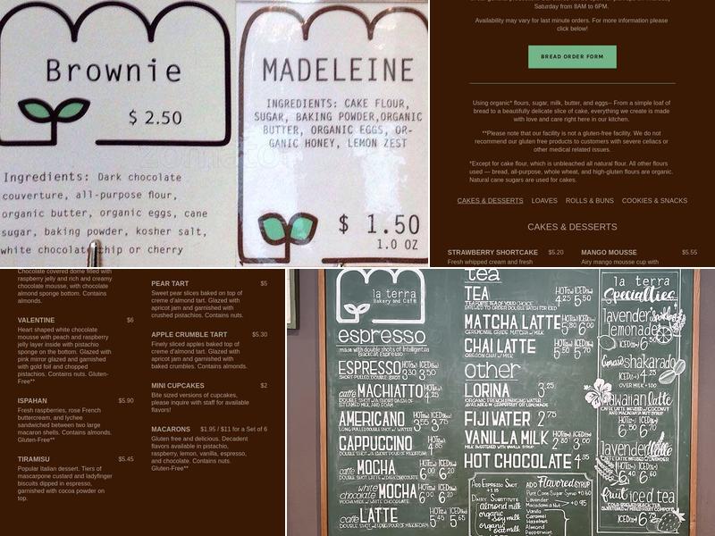 La Terra Bakery & Cafe Menu