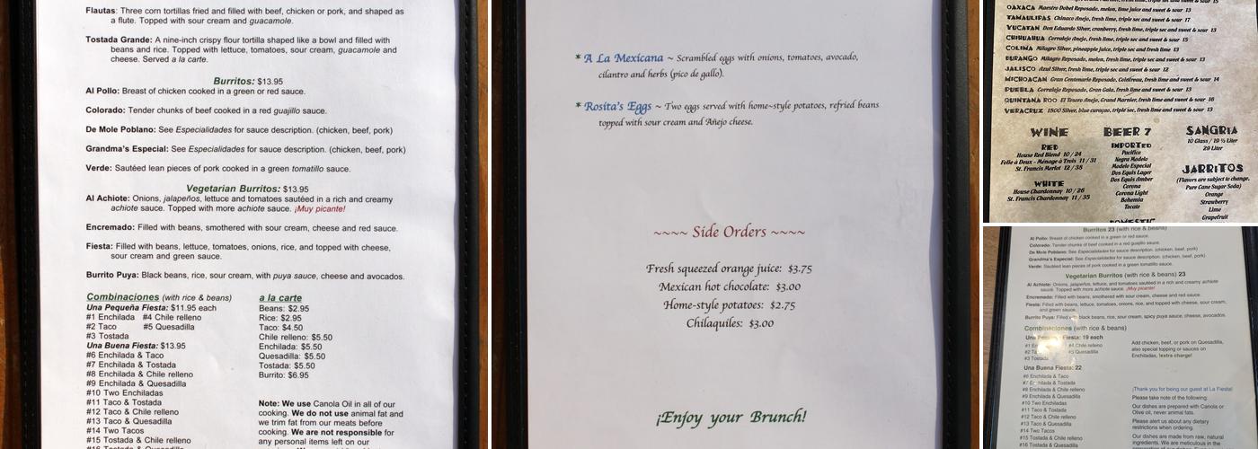 La Fiesta Menu