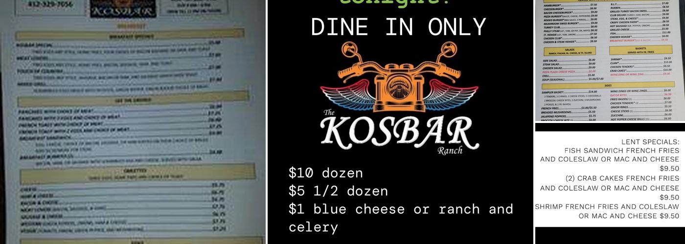 Kosbar Ranch Menu