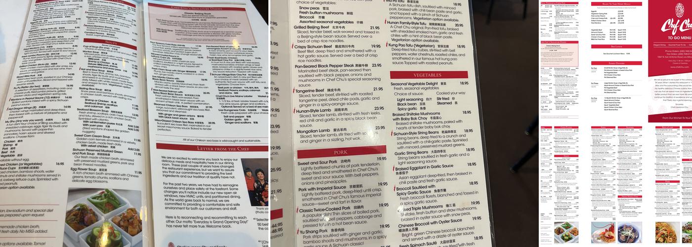 Chef Chu's Menu
