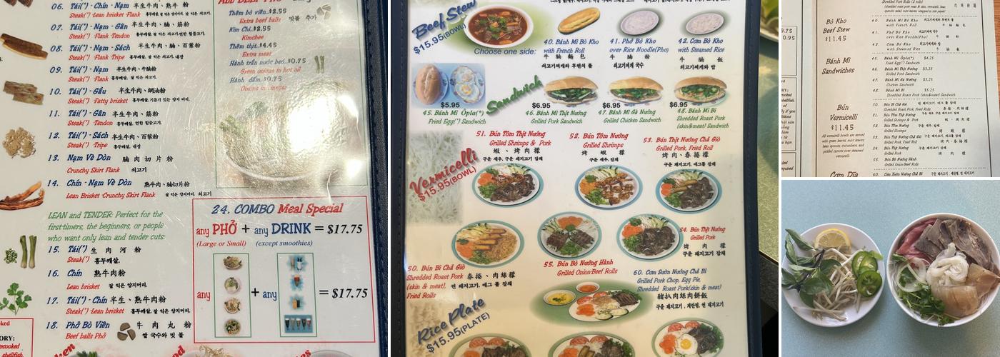 Phở Nam Menu