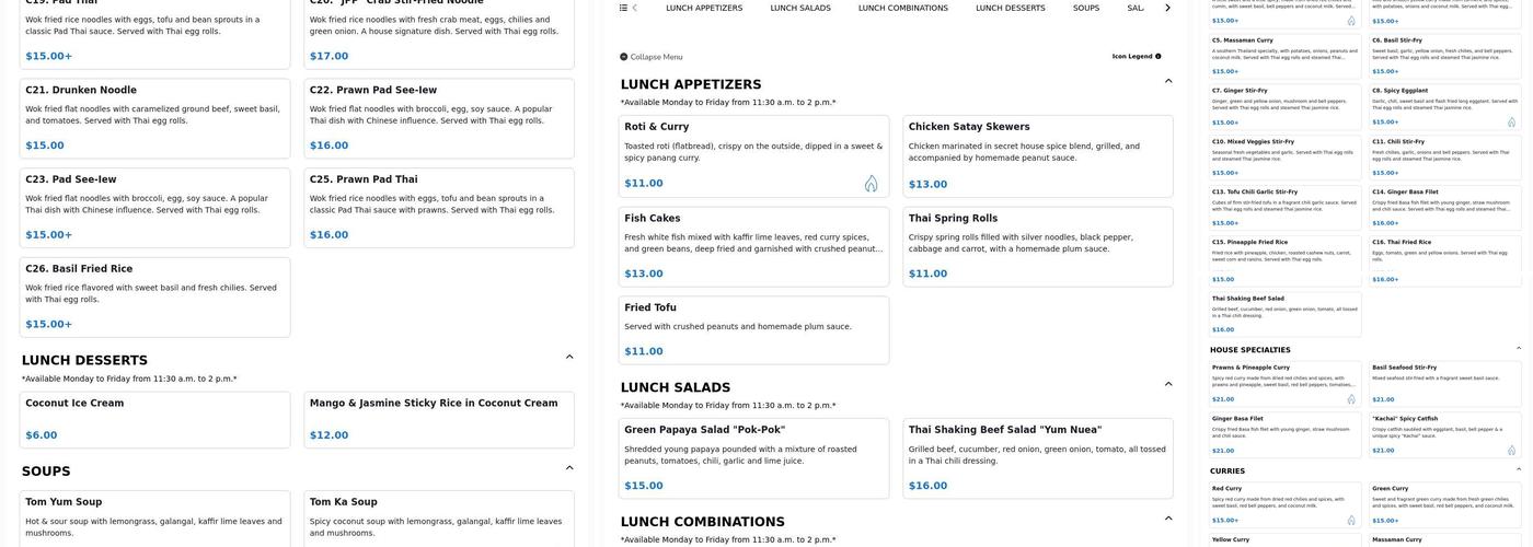 Barn Thai Menu