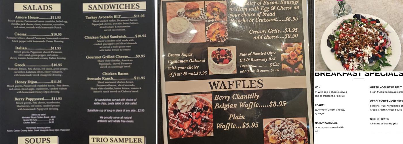 Amore Bakery and Cafe Menu