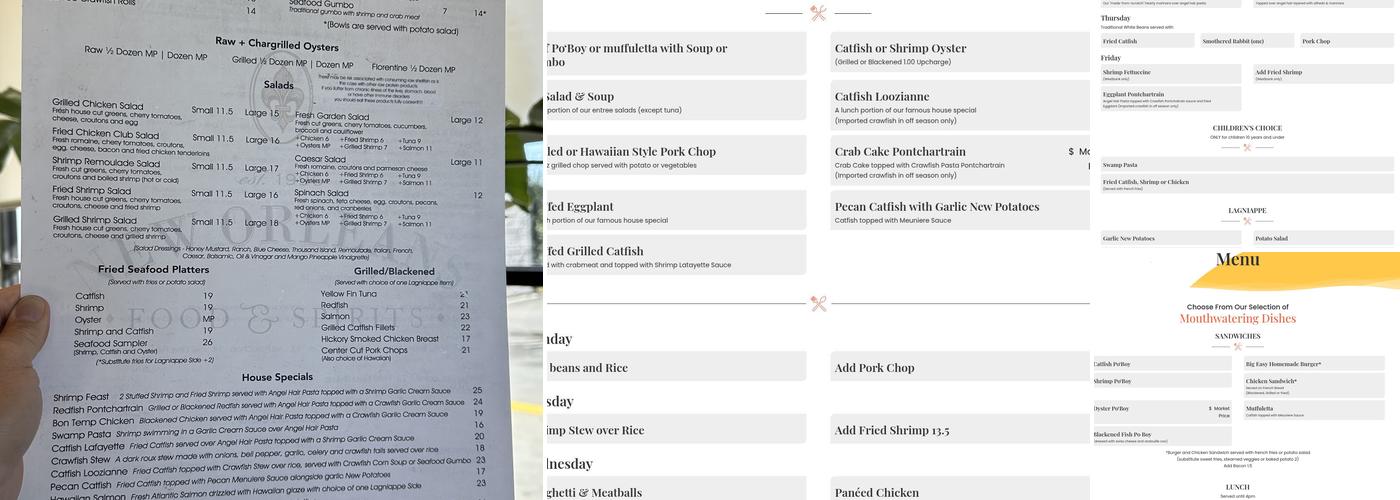 New Orleans Food & Spirits Menu