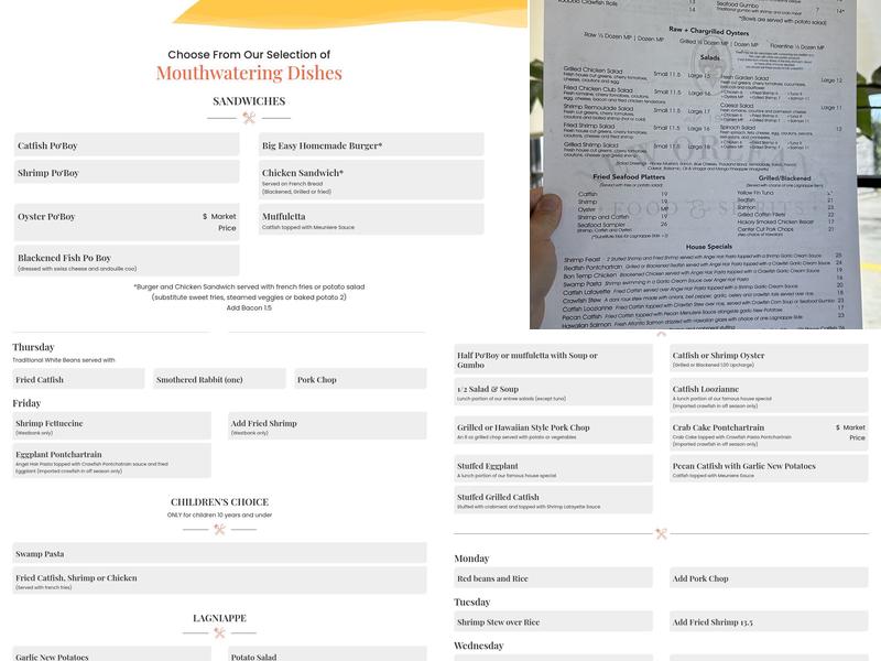 New Orleans Food & Spirits Menu