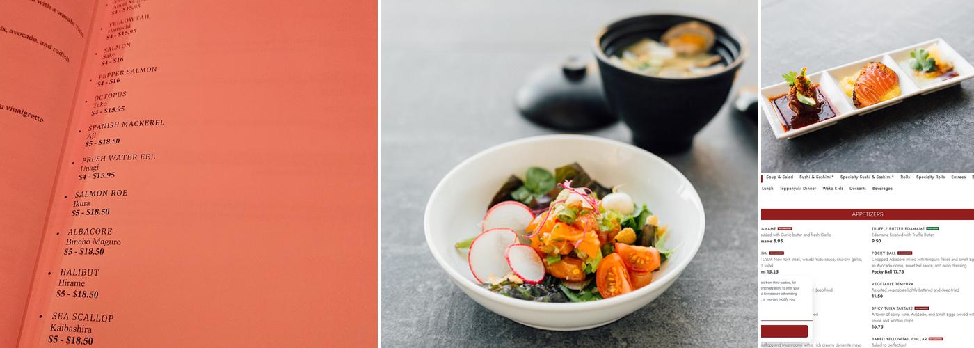 Tokyo Wako Pasadena Menu