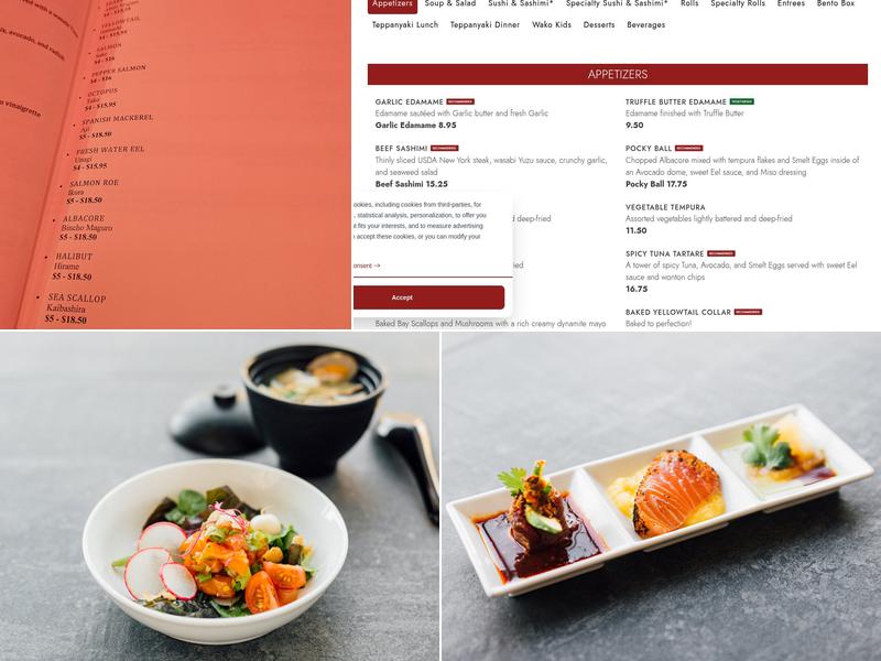 Tokyo Wako Pasadena Menu