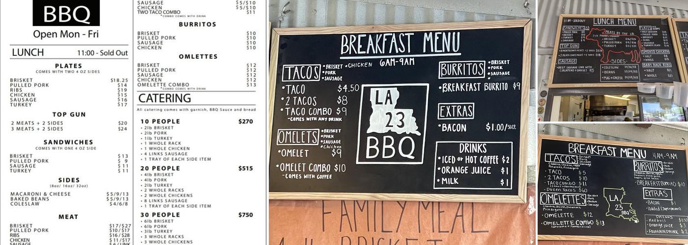 LA 23 BBQ Menu