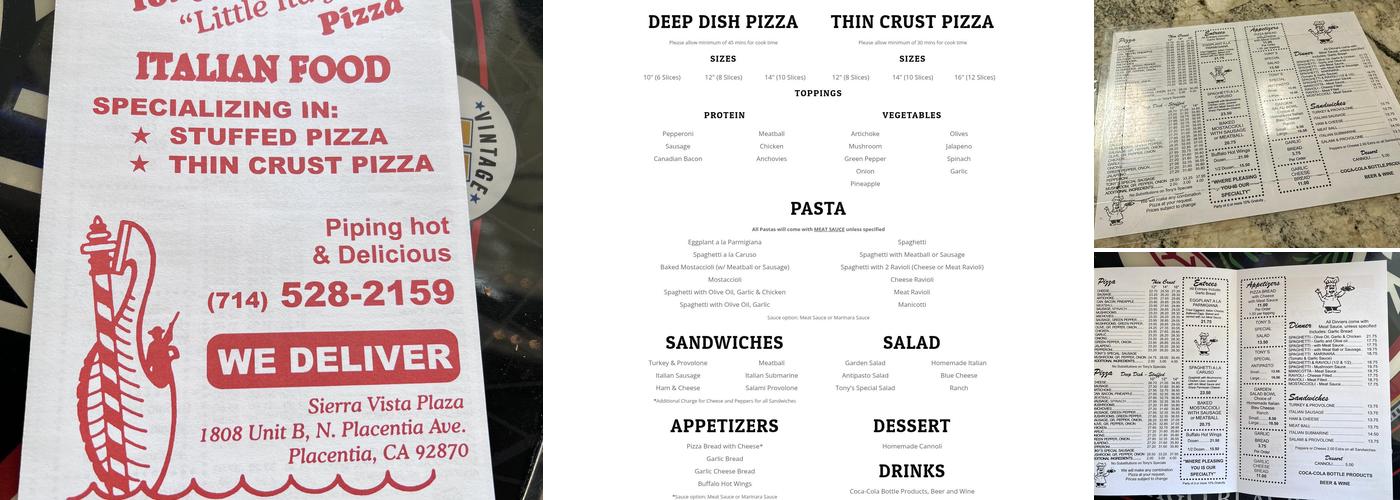 Tony's Little Italy Menu