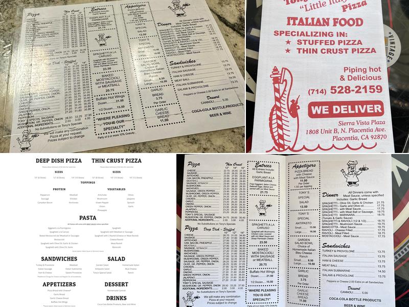 Tony's Little Italy Menu