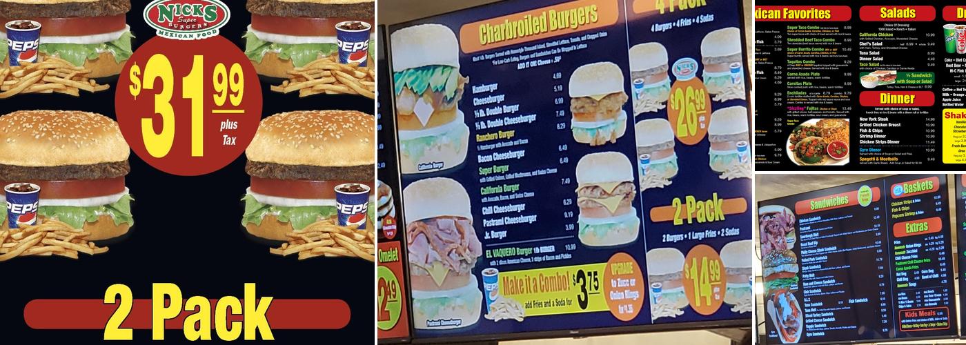 Nick's Super Burgers Menu