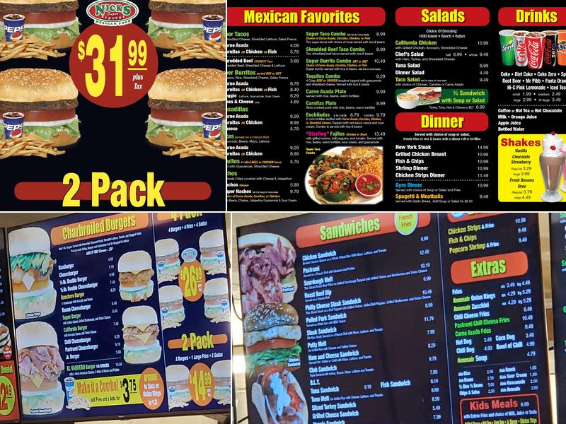 Nick's Super Burgers Menu