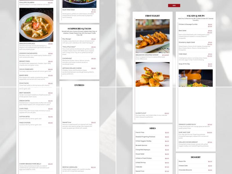 POUR Restaurant & Bar Menu