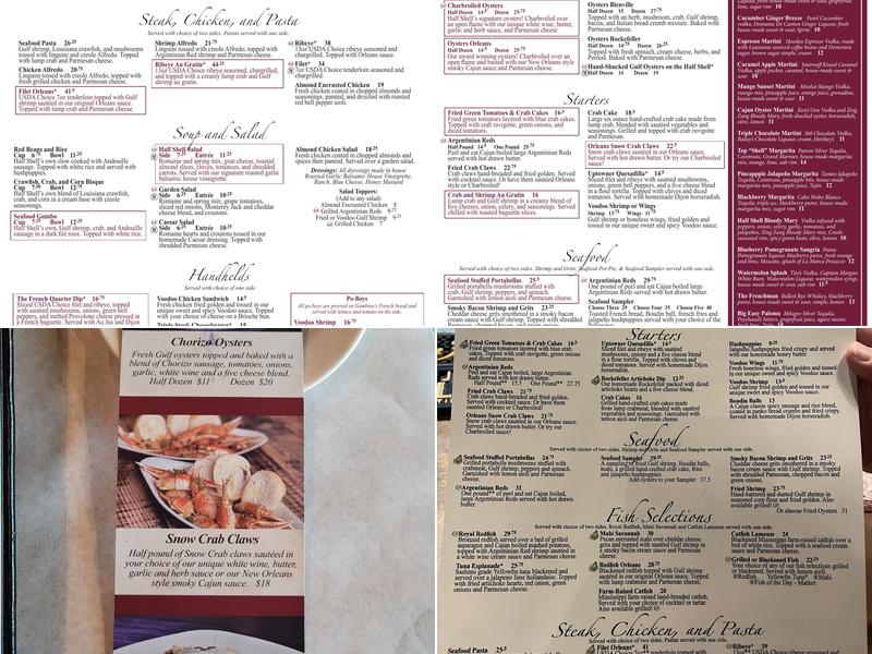 Half Shell Oyster House Menu