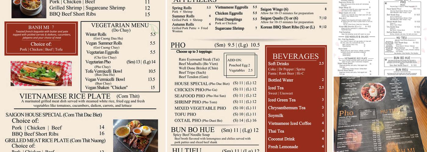 Saigon Noodles Menu