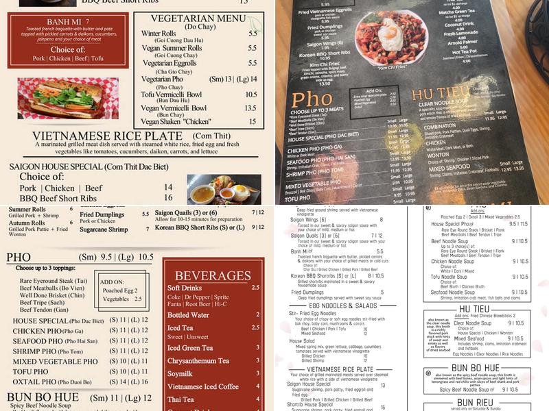 Saigon Noodles Menu