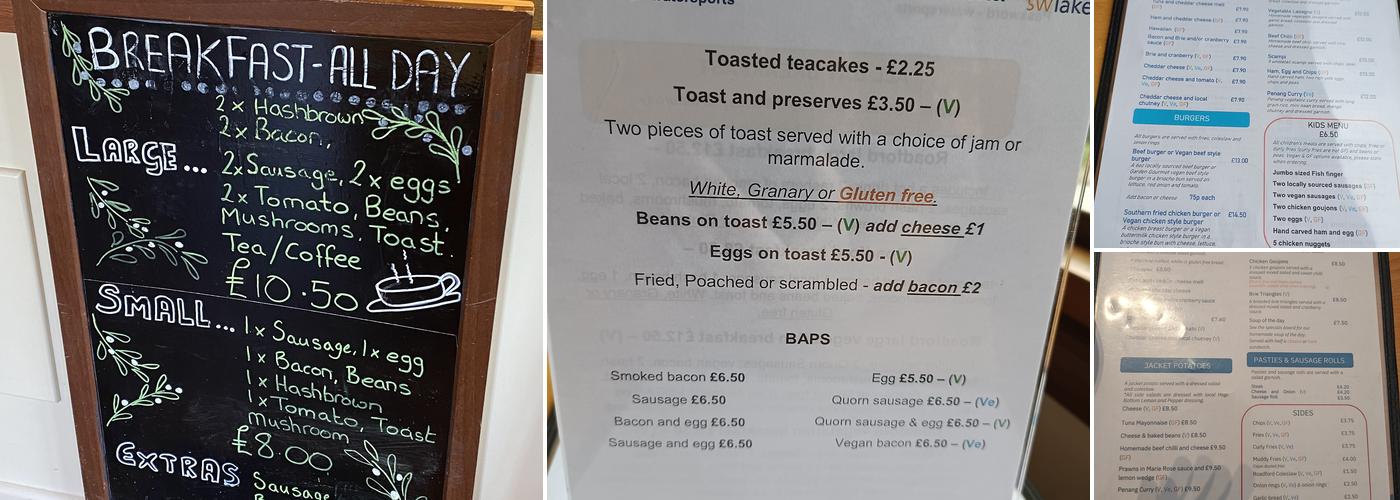 Roadford Lake Cafe and Venue Menu