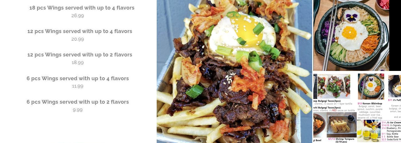 Seoul Eats Pocha(J’s Korean Cuisine) Menu