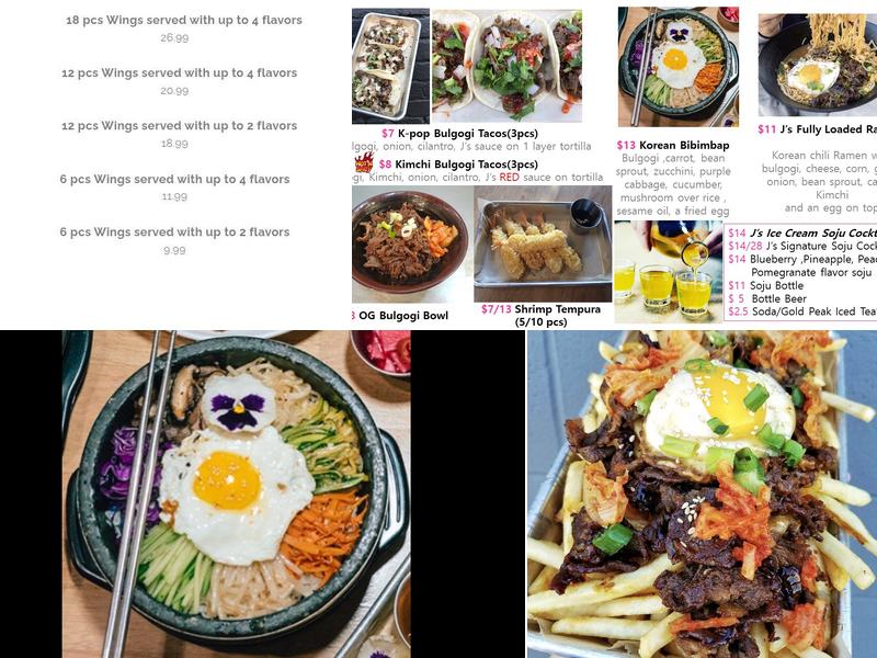 Seoul Eats Pocha(J’s Korean Cuisine) Menu