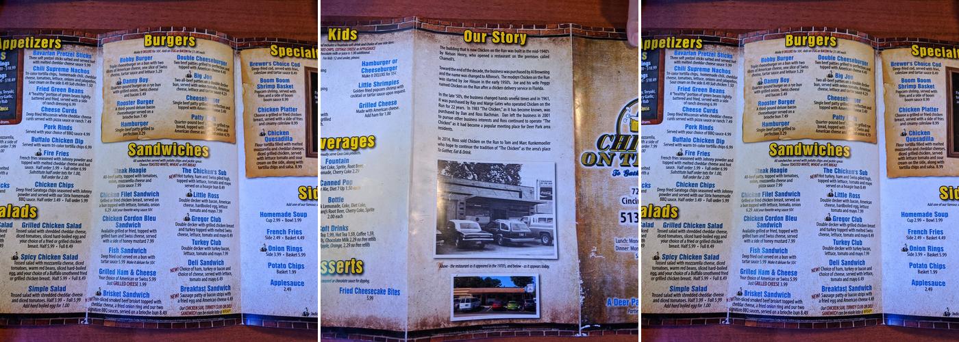 Chicken On the Run Menu