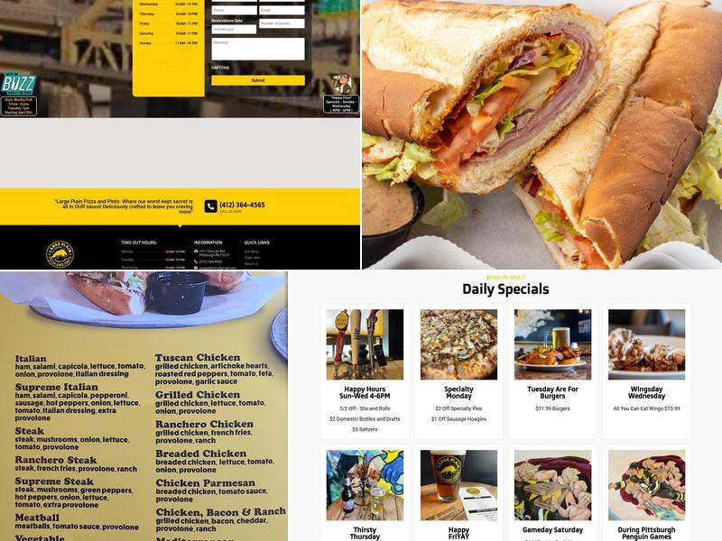 Large Plain Pizza and Pints Menu