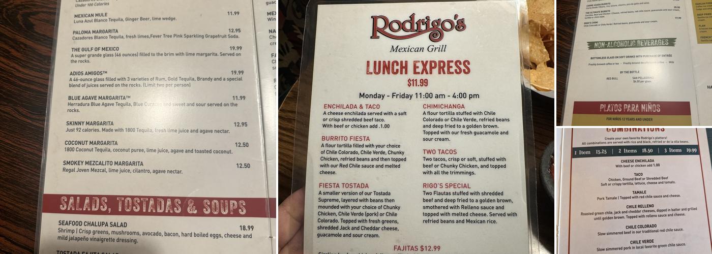 Rodrigo's Mexican Grill Menu