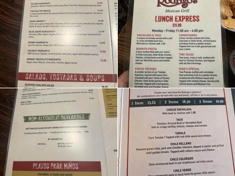 Rodrigo's Mexican Grill Menu