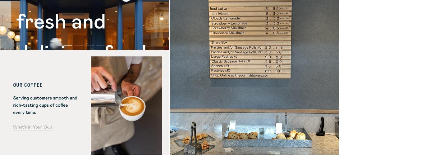 The Cornish Bakery Menu