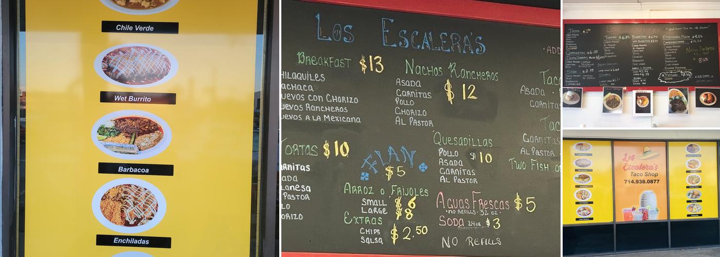 Los Escalera's Taco Shop Menu