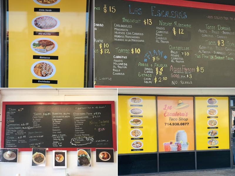 Los Escalera's Taco Shop Menu